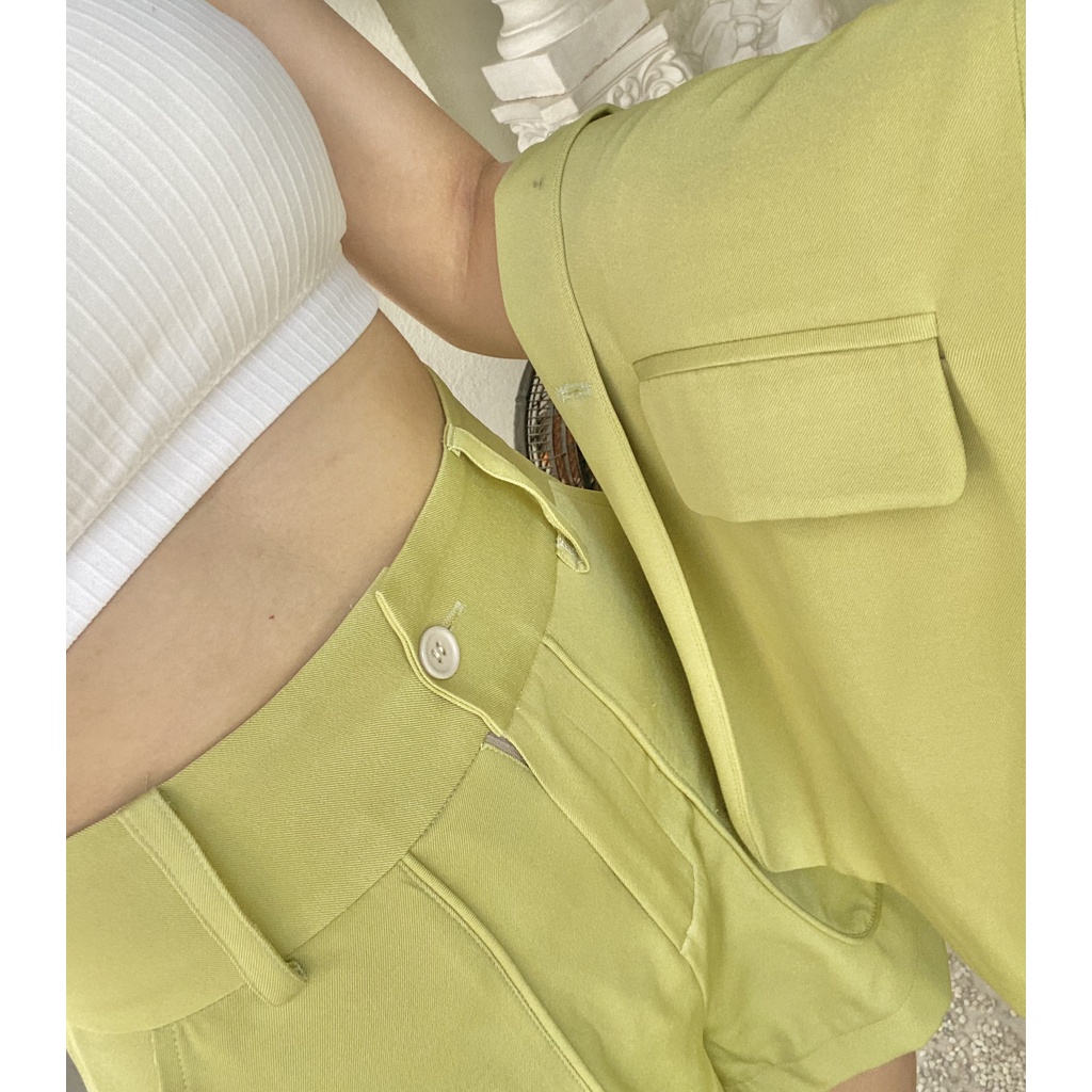 Quần short 2 màu xanh bơ/ đen thiết kế - design by CieL