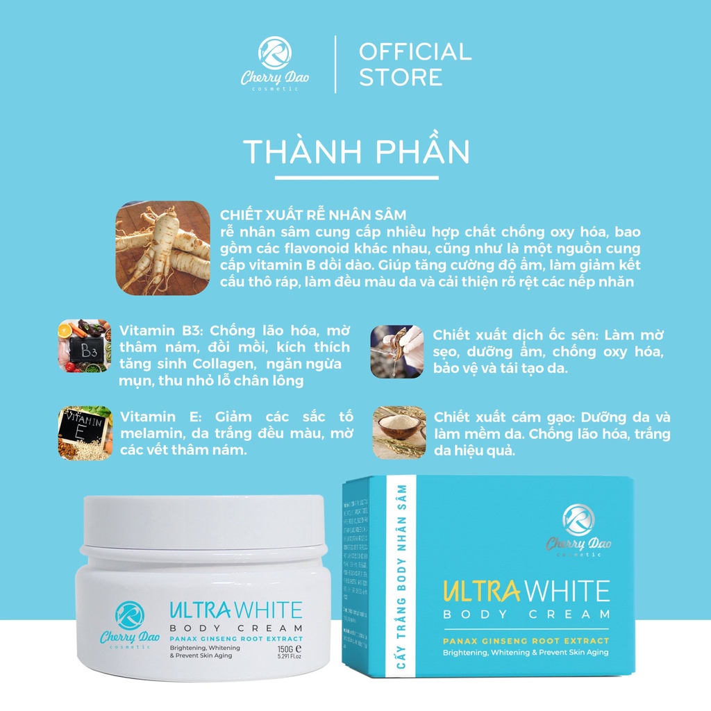 Kem body trắng da Siêu trắng Không lộ vân kem Siêu thấm trong 5 giây Body Ultra White