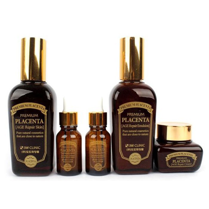 Tinh chất dưỡng trắng da và chống lão hóa 3W Clinic Premium Placenta Age intensive Emulsion 160ml - Hàn Quốc Chính Hãng