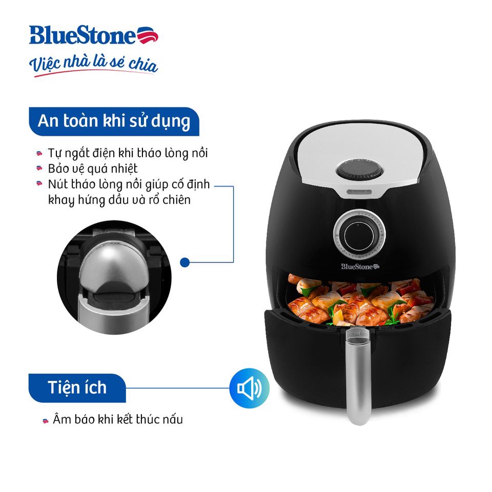 Nồi Chiên Không Dầu Bluestone AFB-5871,Công Suất 1800W ,Dung Tích 5.5 lít, Bảo Hành Chính Hãng 24 Tháng