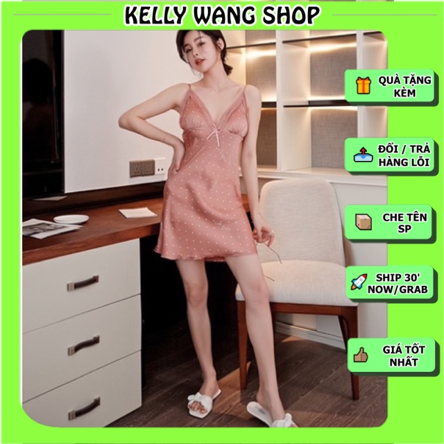 Sx 643 váy ngủ lụa satin-đầm ngủ cao cấp kèm mút ngực -KellyWang | WebRaoVat - webraovat.net.vn