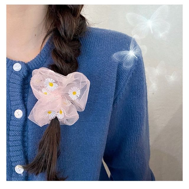 Scrunchies Dây buộc tóc mỏng hình hoa cúc