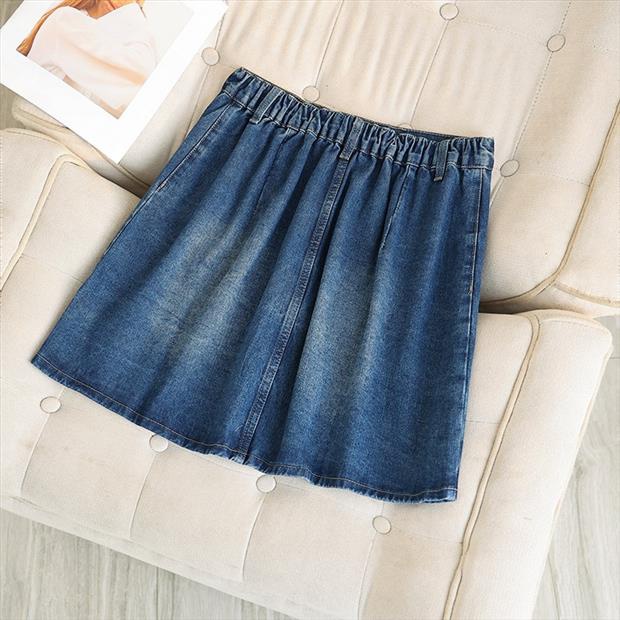 CHÂN VÁY JEAN GÀI NÚT CÓ QUẦN TRONG CO GIÃN 4 CHIỀU MIX CÙNG ÁO PHỐI CỔ REN  CHE KHUYẾT ĐIỂM EO VÀ BỤNG