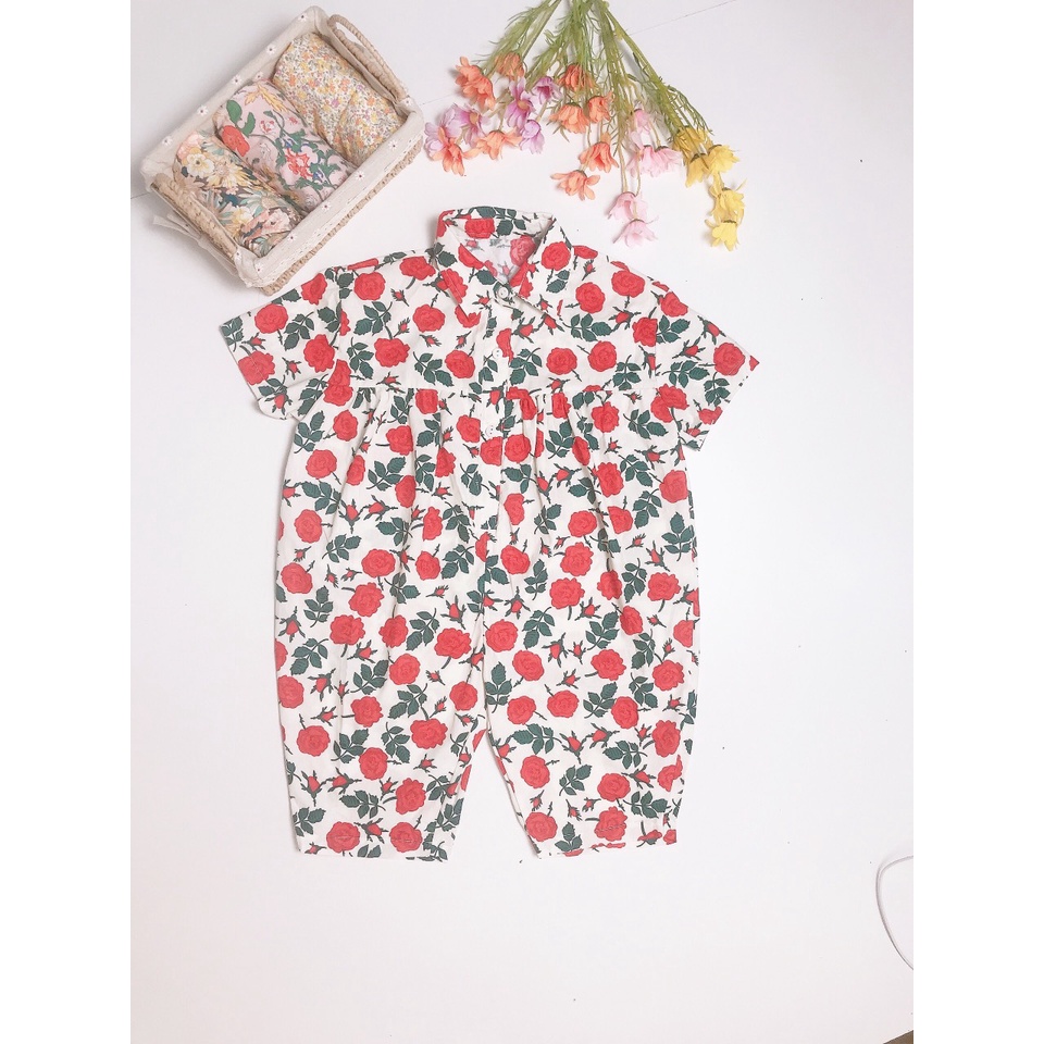 Áo liền quần Họa Tiết Hoa xinh xắn cho bé gái phong cách Hàn Quốc | BigBuy360 - bigbuy360.vn