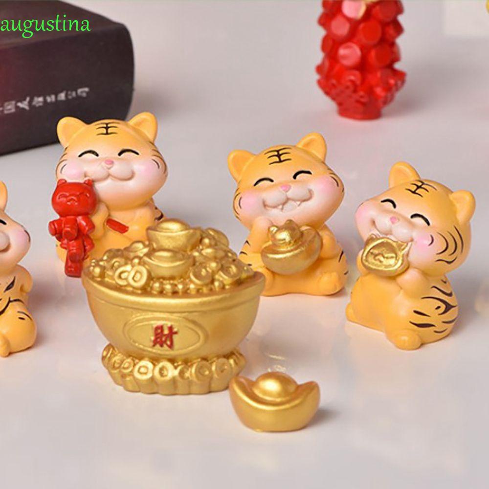 Mô hình chú hổ bằng nhựa resin trang trí nhà cửa nhân dịp năm mới