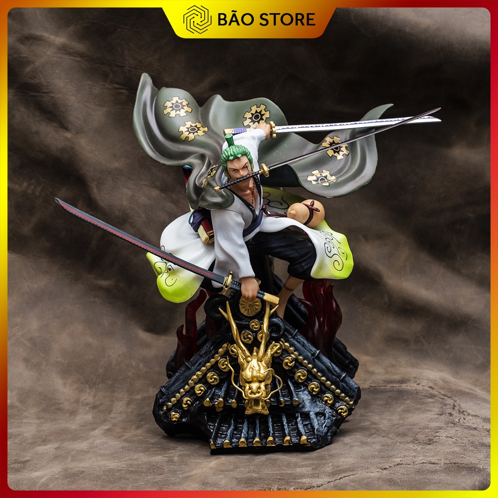 Mô hình One Piece Roronoa Zoro Wano cao 28cm - Mô hình trang trí One Piece Figure Zoro Wano trên mái Haki Shop