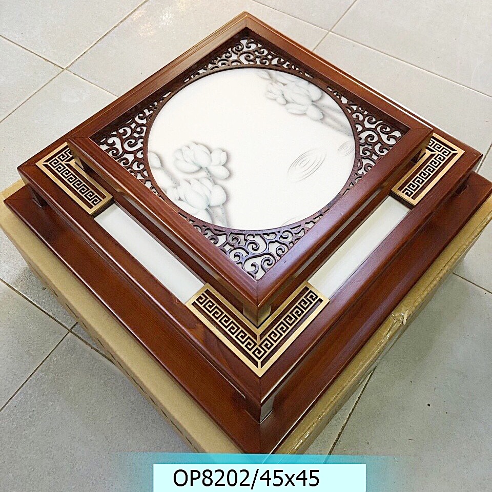 Đèn ốp Trần Gỗ Vuông Kích Thước 45x45cm Hàng Cao Cấp,Đèn Led 3 Chế Độ,Hàng nhập Khẩu Mặt ốp dày dặn,BH 2 Năm