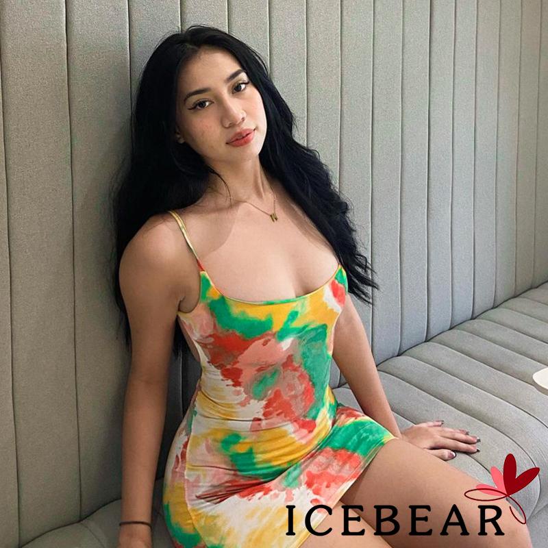 Đầm Body Nữ Không Tay Họa Tiết Màu Loang Quyến Rũ