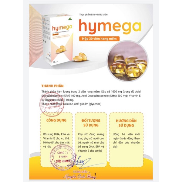 Hymega - Viên uống DHA siêu tinh khiết cho mẹ bầu (hộp 30 viên)