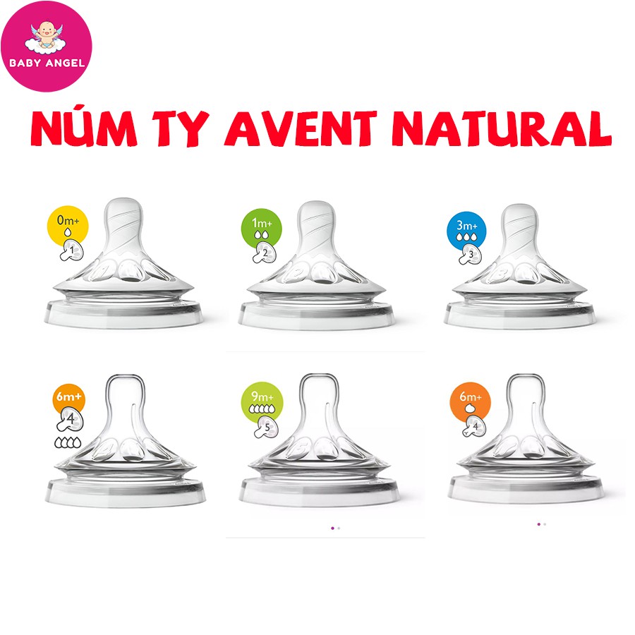 [Chính hãng] Núm ti Philips Avent Natural cổ rộng đủ size