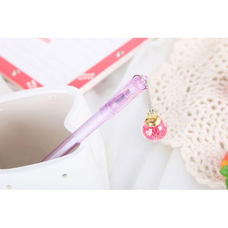 Bút Gel Nước Mực Đen Quả Cầu Nhũ Lấp Lánh H70