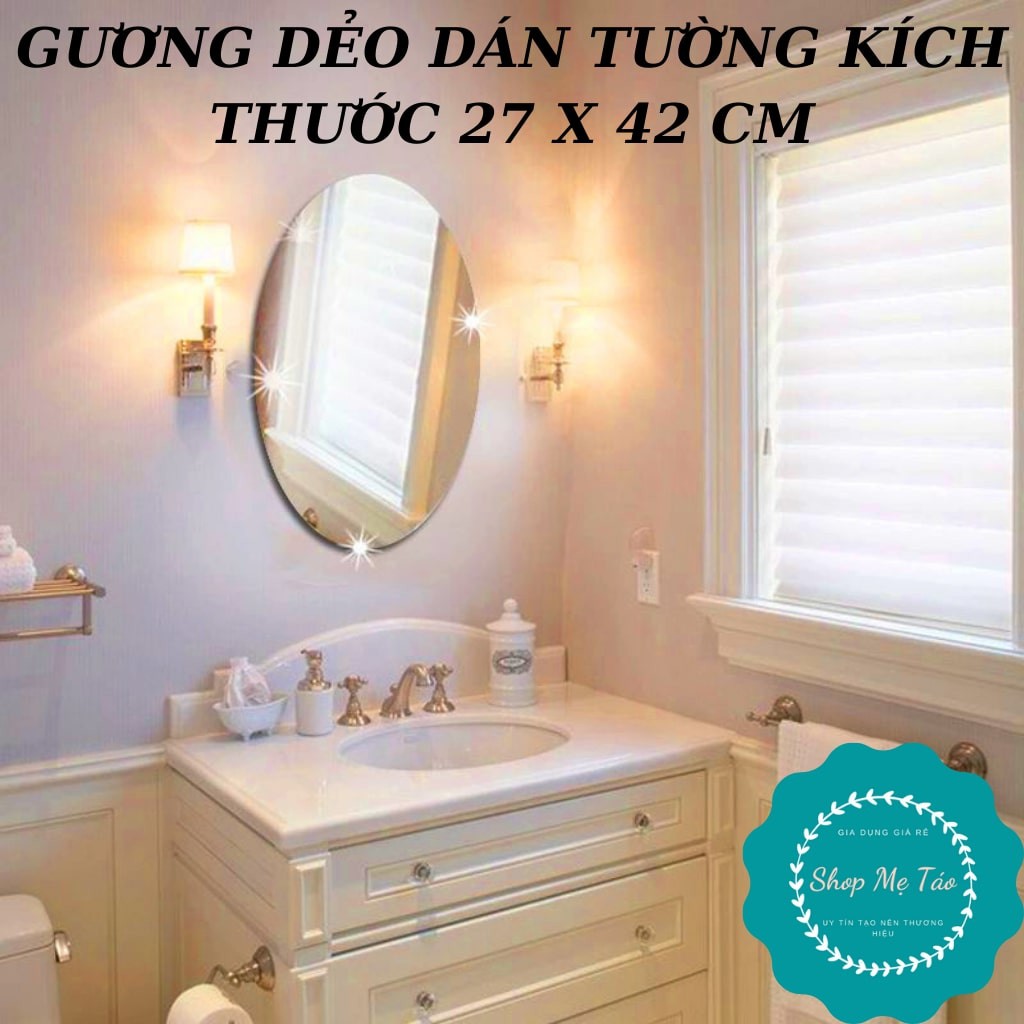 Gương dẻo dán tường hình bầu dục kích thước 27*42 CM.