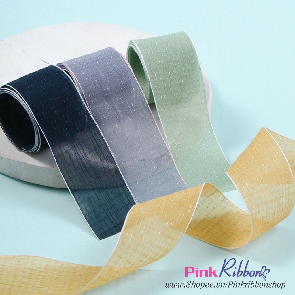 RB voan xước sọc kim tuyến (2 cỡ: bề rộng 25mm và 38mm) - phụ kiện thời trang may mặc