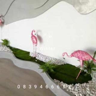 Hồng hạc trang trí tiểu cảnh chất liệu sắt Mỹ thuật cao 1,2m