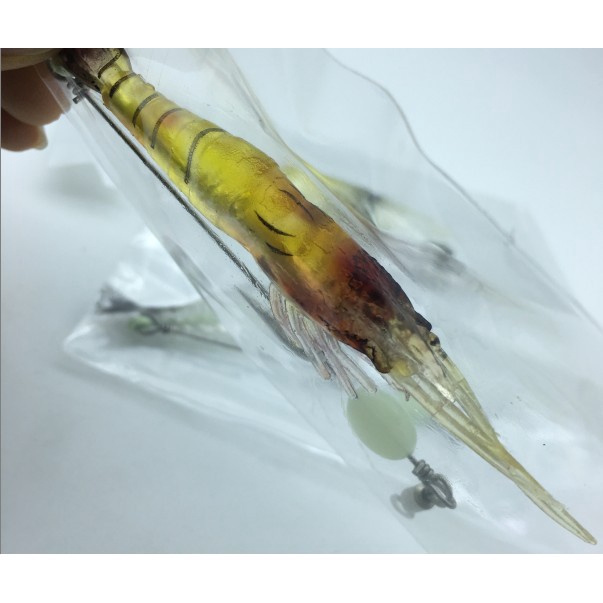 1 mồi tôm giả câu cá dạ quang 3 móc