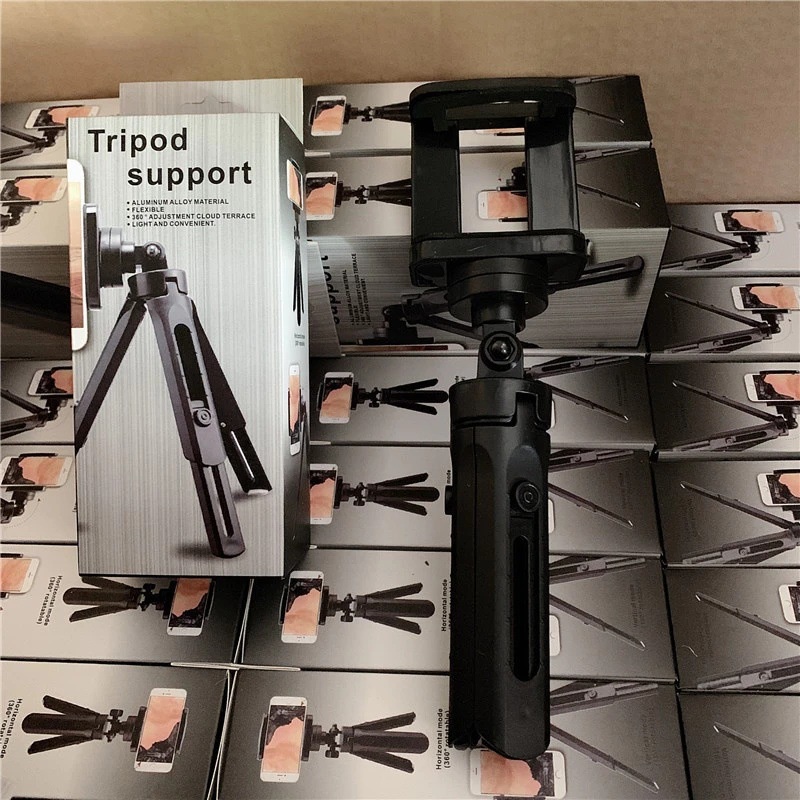 Giá đỡ mini tripod 3 chân xoay ngang dọc hỗ trợ chụp ảnh, livestream nhỏ gọn tặng kèm đầu kẹp điện thoại