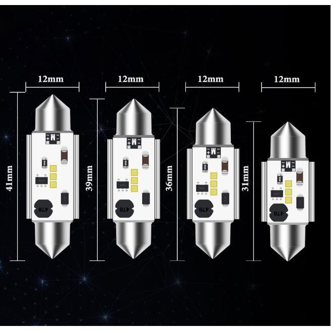 Đèn Led Kevanly C5W Festoon 12V-24V 31mm 36mm 39mm 41mm Cho Xe Hơi