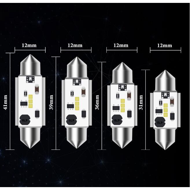 1 Đèn Led C5W Festoon 12v-24v 31mm 36mm 39mm 41mm Cho Xe Hơi