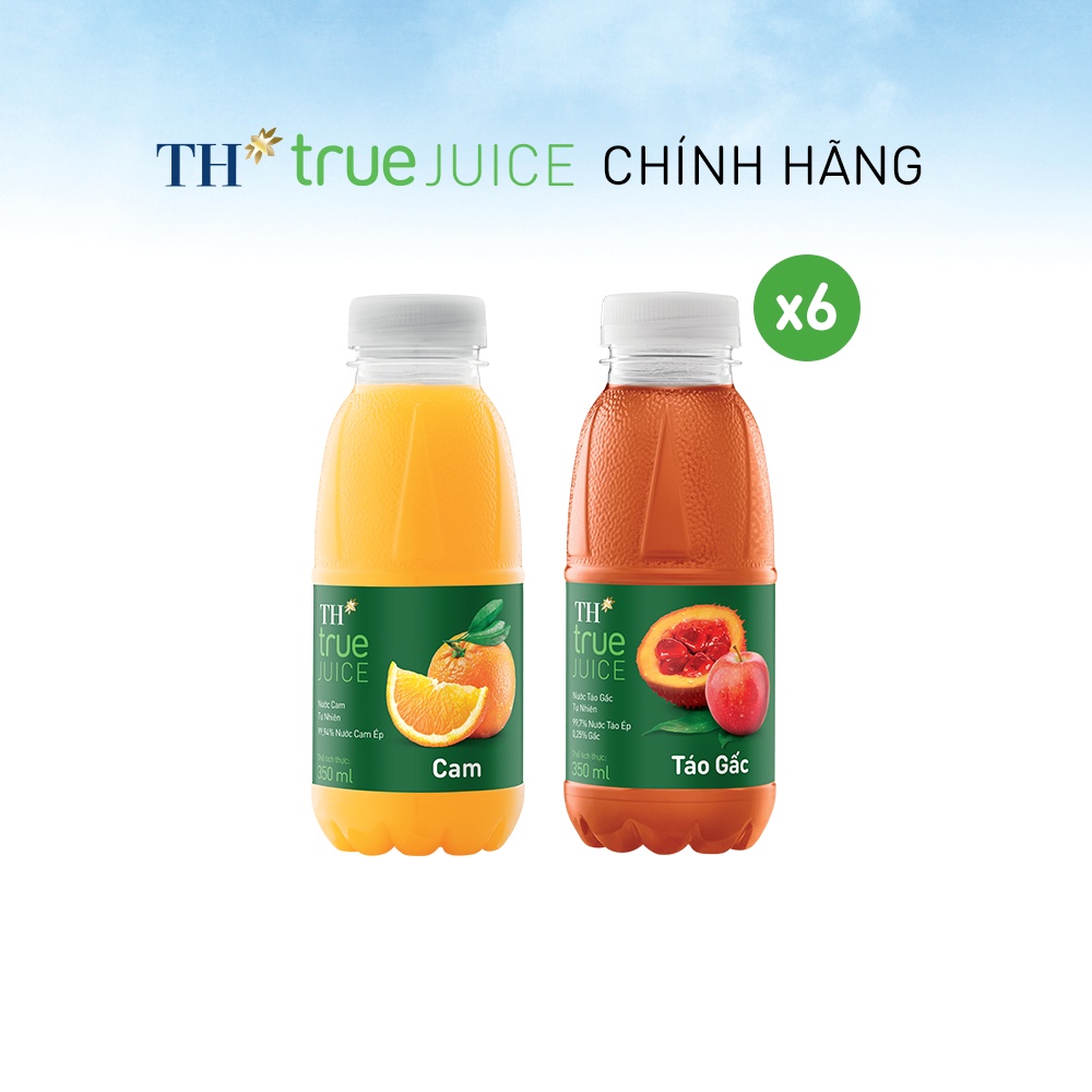 12 Chai nước táo gấc tự nhiên và nước cam tự nhiên TH true Juice 350ml (350mlx12)