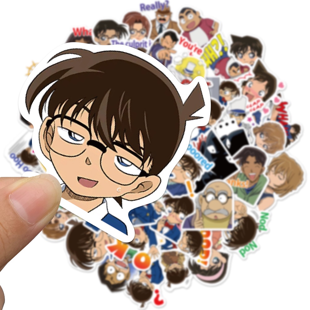 Set 10 / 25 / 50 miếng dán trang trí điện thoại / vali / ván trượt / tủ lạnh hình thám tử Conan