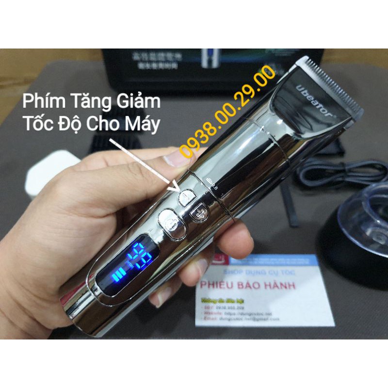 Tông Đơ Cắt Tóc Ubeator Pin Trâu Lưỡi Carbon Siêu Bén Chạy 3 Tốc Độ.(Ảnh thật)