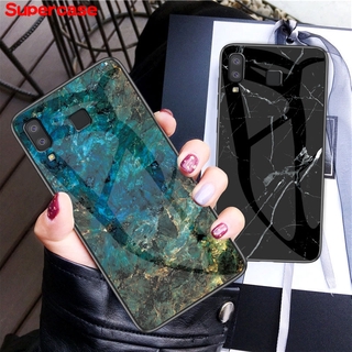 Ốp lưng nhựa cứng Kính Cường Lực Họa Tiết Vân Đá Thời Trang Cho Samsung Galaxy A9 A8 A7 A5 2018 Star A9S A6 A6S Plus