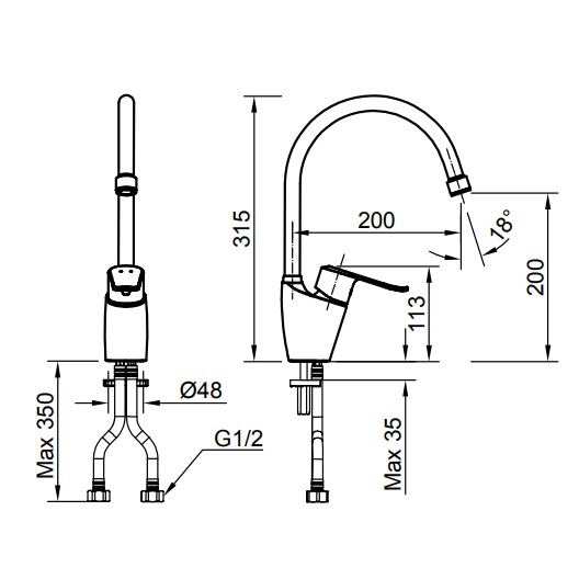 Vòi chậu rửa chén nóng lạnh cao cấp INAX SFV2011S