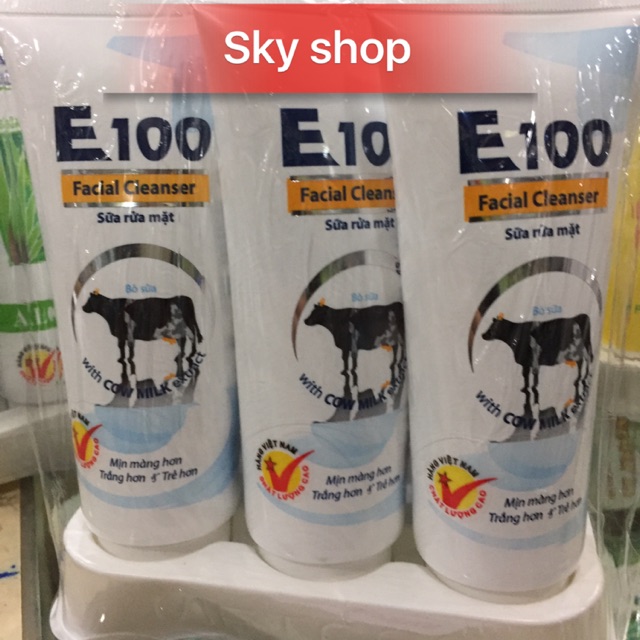 Sữa rửa mặt E100 sữa bò tươi dưỡng trắng 80ml