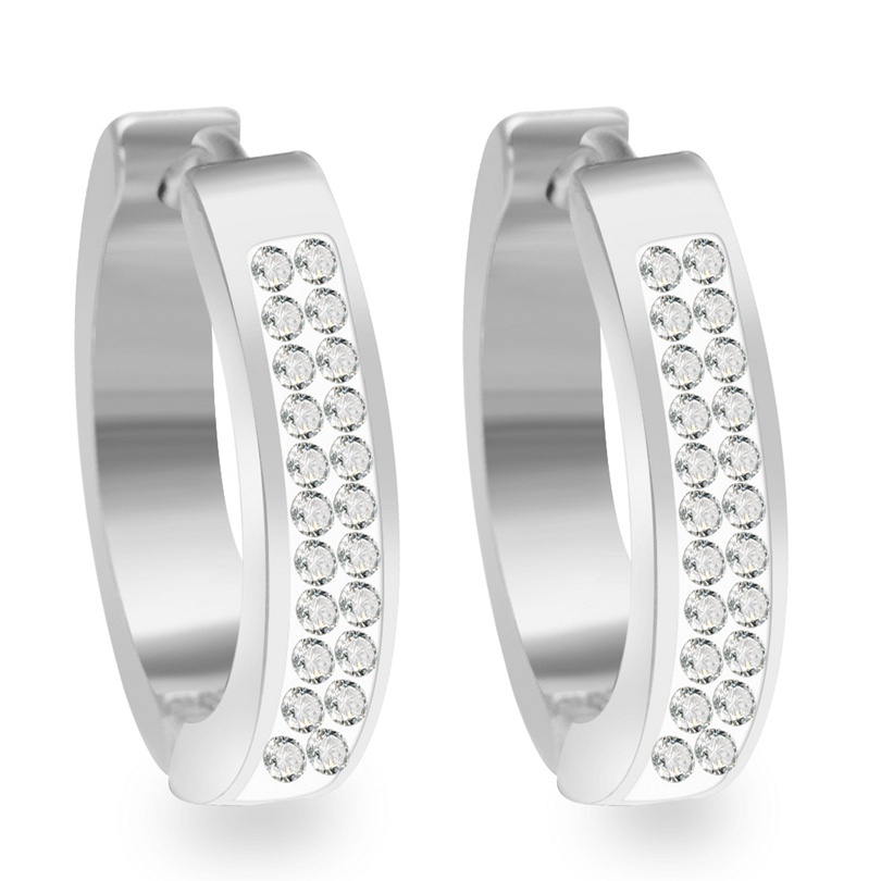 HUGGIES 1 Đôi Bông Tai Tròn Bằng Thép Không Gỉ Đính Kim Cương Giả Phong Cách Punk Thời Trang Unisex