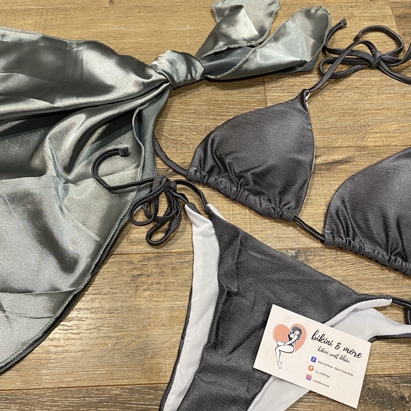 [BKN1263] <ÂU> SET BIKINI 3 MÓN XANH COBALT KÈM KHĂN HÔNG | BigBuy360 - bigbuy360.vn