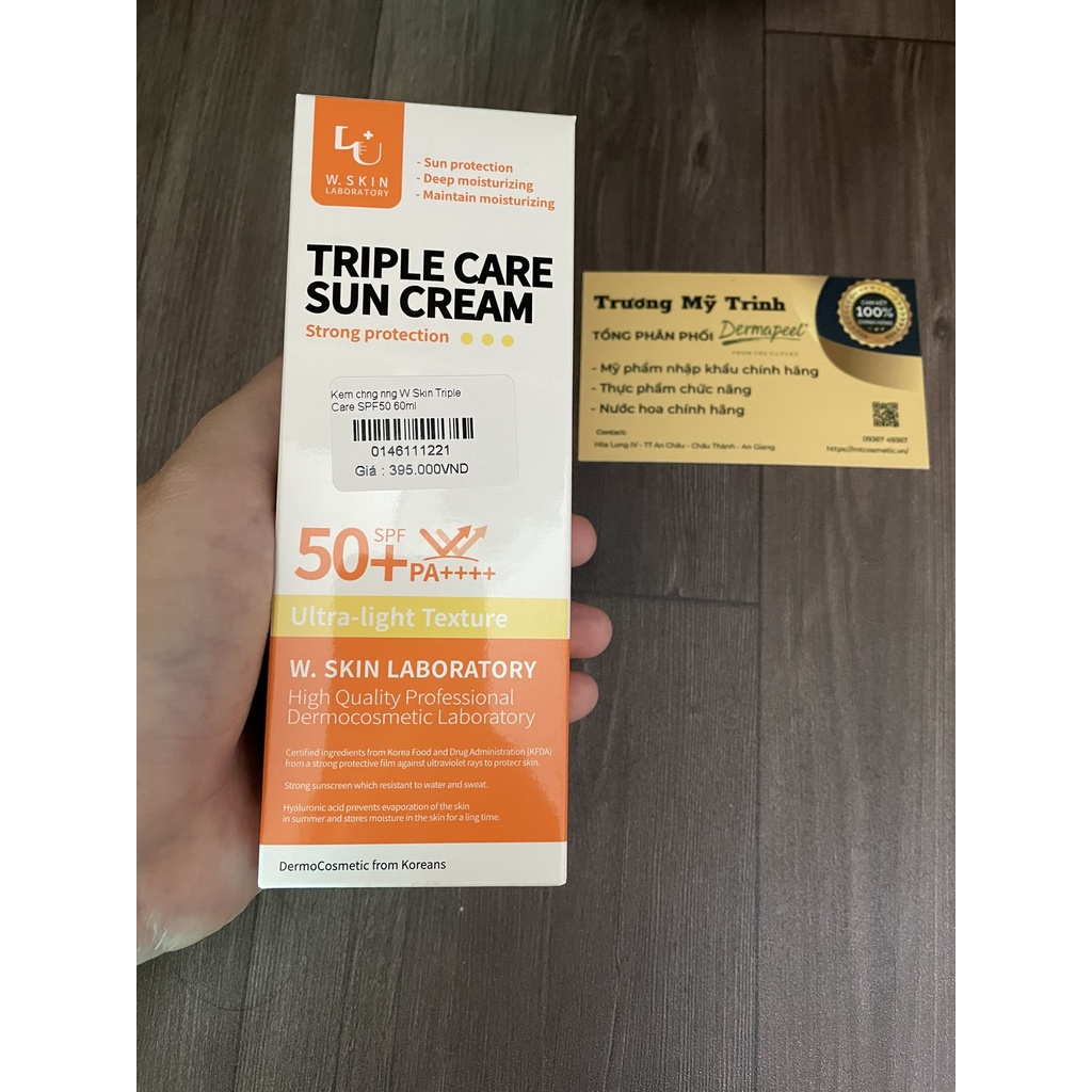 Kem chống nắng WSKIN TRIPLE CARE SUN CREAM SPF50+/PA++++ 60g mỏng nhẹ, không bết rít và không nhờn dính