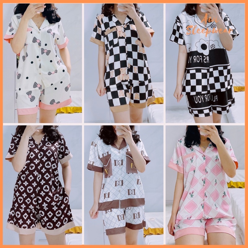 Bộ Pyjama Đùi Chất Lụa Xước Mát Mẻ Awi Pyjama