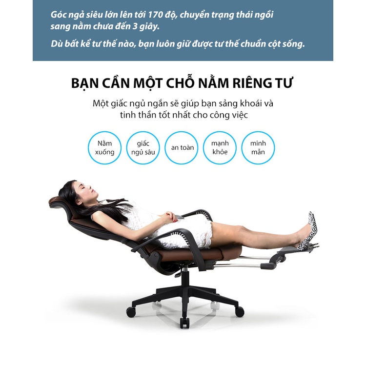 Ghế công thái học Nghia Furniture Ergonomic 01 - E01 ngả lưng vượt trội 170 độ