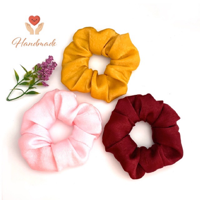 _Cột tóc vải Scrunchies lụa tơ cao cấp