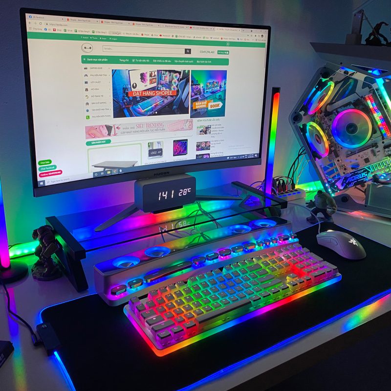 BÀN PHÍM CƠ ROYAL KLUDGE RK918 PRO LED RGB TRẮNG - LED RGB SIÊU ĐẸP