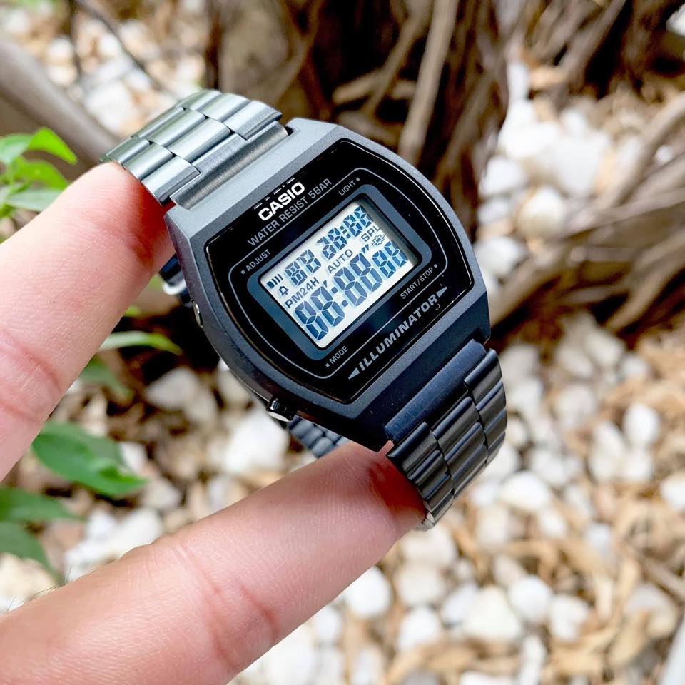 Đồng hồ Nữ Casio B640WB-1ADF, đồng hồ chính hãng, Đen màn hình trắng