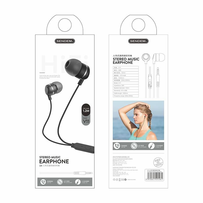 Tai nghe có dây Sendem V11 chính hãng, chân 3.5, giá siêu rẻ, chất lượng âm thanh tốt, có míc đàm thoại