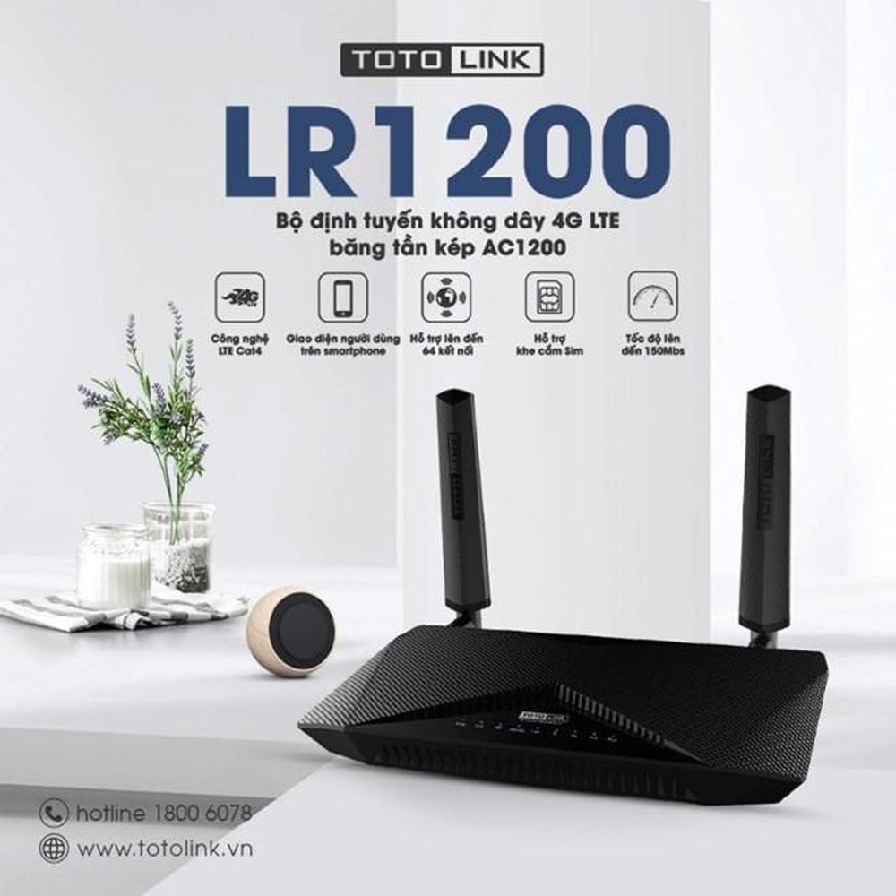 [ LR1200 ] Bộ Định Tuyến Không Dây 4G LTE Băng Tần Kép AC1200 TOTOLINK