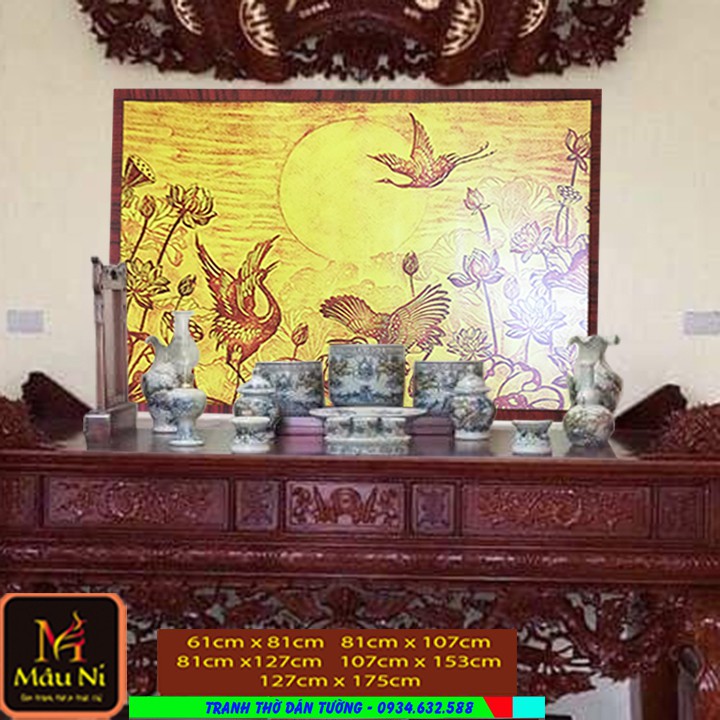 TRANH DÁN TƯỜNG MÂU NI 61x81cm, 81x107cm, 89x127cm, 89x153cm trang trí cho Bàn thờ ,vách thờ