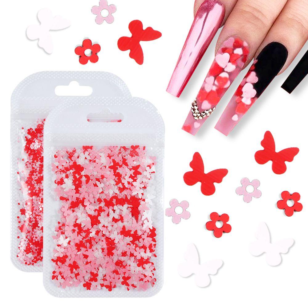 Phụ Kiện Trang Trí Móng Tay DIY Hình Bướm Màu Lì Và Kim Tuyến