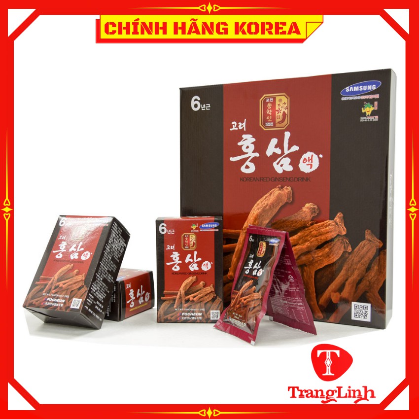 Nước hồng sâm Pocheon hàn quốc, hộp 30 gói - Nước sâm Korea Red Ginseng Drink - tranglinhkorea