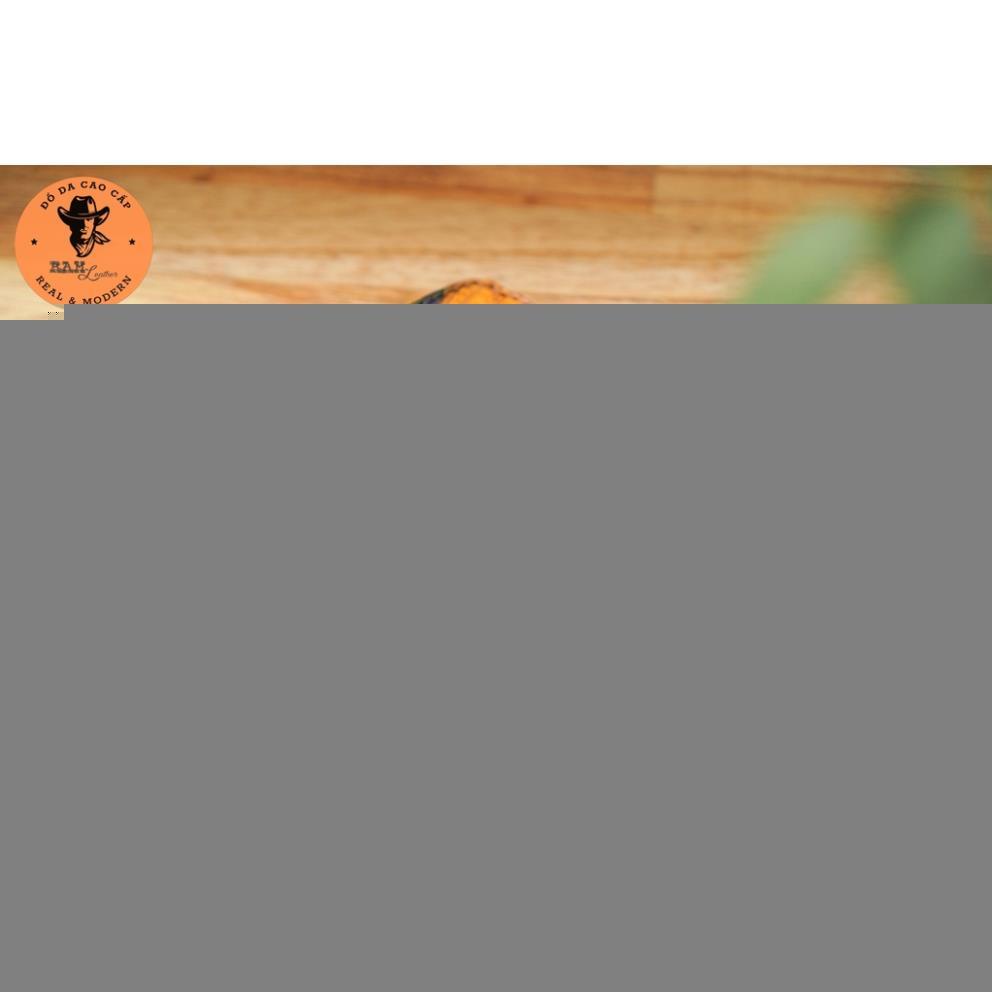 Ví nam da bò trống đồng xanh dương dáng ngang - RAM Leather