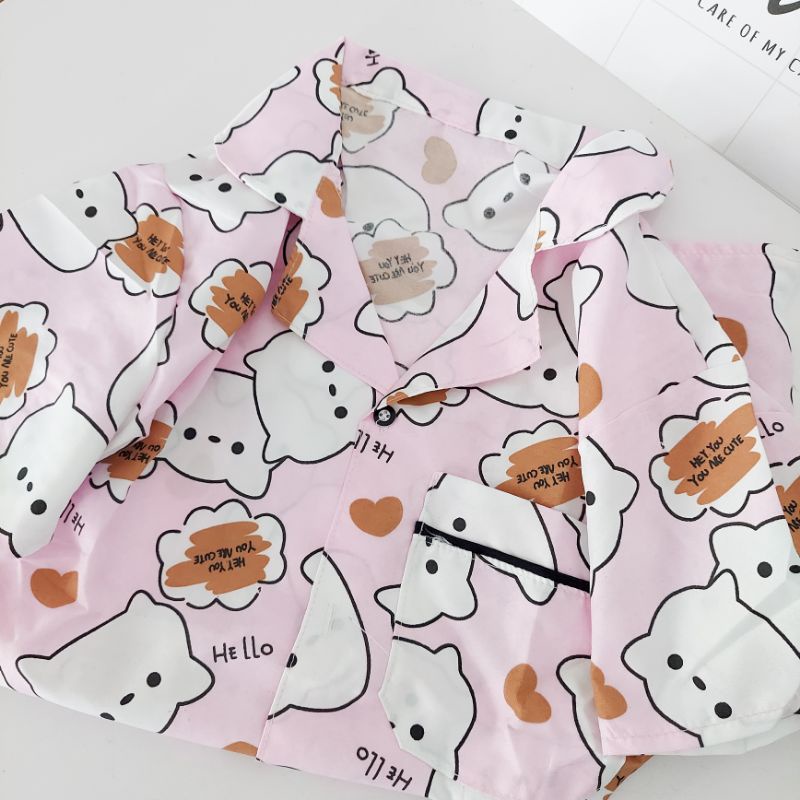 Đồ ngủ PIJAMA nữ 🔹️ẢNH THẬT CUỐI🔸️ Đồ bộ mặc nhà siêu đáng yêu - Chất lụa không bóng cực mịn, hoạ tiết xinh xắn | BigBuy360 - bigbuy360.vn