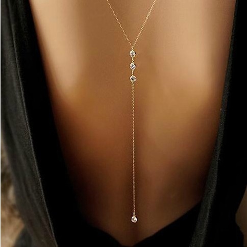 Vòng cổ Đeo Sau Lưng Đính Kim Cương Đơn Giản Cho Nữ