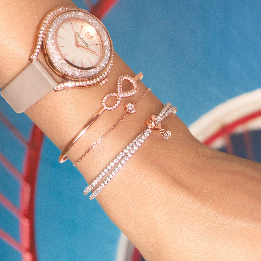 ✨Cổ Phiếu Sẵn Sàng✨ Swarovski Vòng Đeo Tay Gel Gel Hình Trái Tim Pha Lê Thời Trang Có Thể Điều Chỉnh Dành Cho Nữ