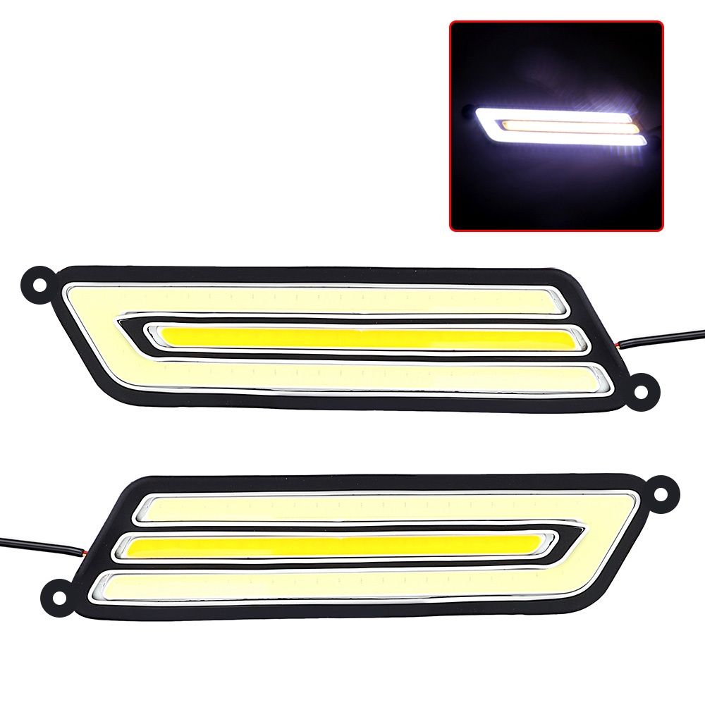 1 cặp đèn LED COB DRL linh hoạt chống thấm nước cho xe hơi