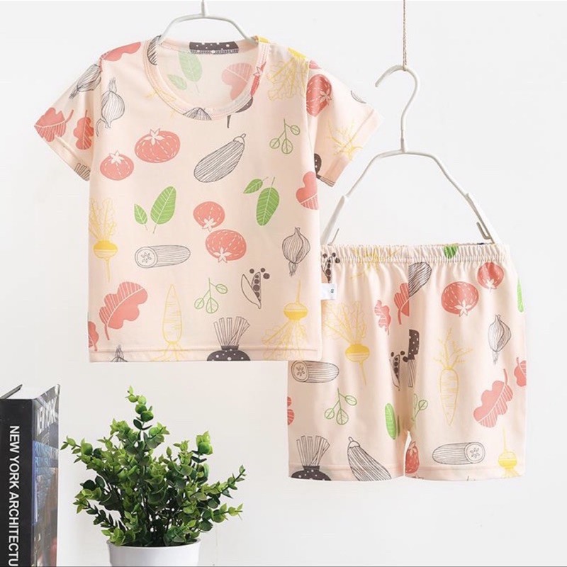 Đồ bộ bé gái KIXI set quần áo cotton màu trơn co giãn bộ quần áo cho bé gái size đại mặc nhà CMQA11