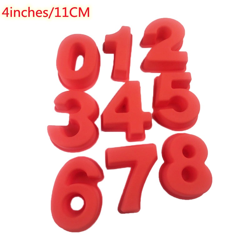 Khuôn Silicone Làm Bánh Mousse Hình Số Từ 0-9 4 Inch/11cm