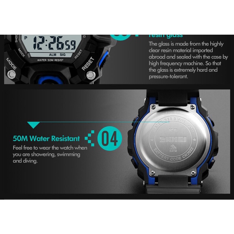 Đồng Hồ Nam Điện Tử Thể Thao Pin Nhật, Kháng Nước SKMEI - 1019BK - Hàng Chính Hãng