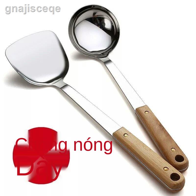 G304 tay cầm bằng gỗ thìa nấu ăn nhà bếp cung cấp thép không gỉ bộ đồ gia dụng